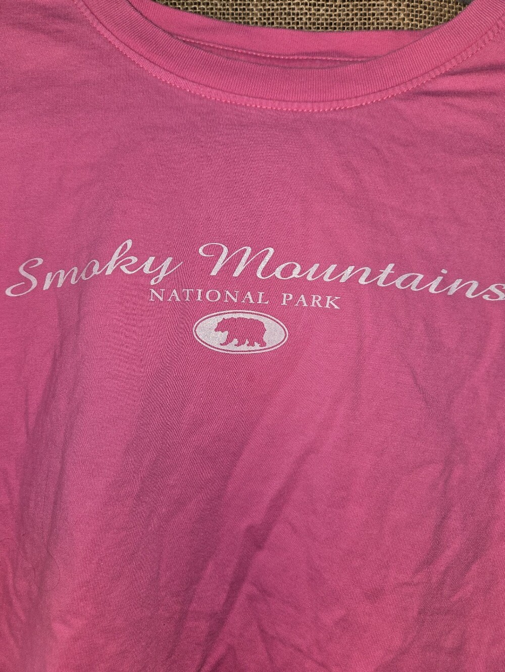 Women's Smoky Mountains National Park Pink Tee White Glitter Graphic XL Cotton - Picture 4 of 8